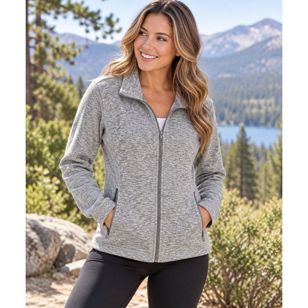 Duluth Trading Co Womens Size XXL Gray Fleece Full Zip Jacket Sweater Knit
